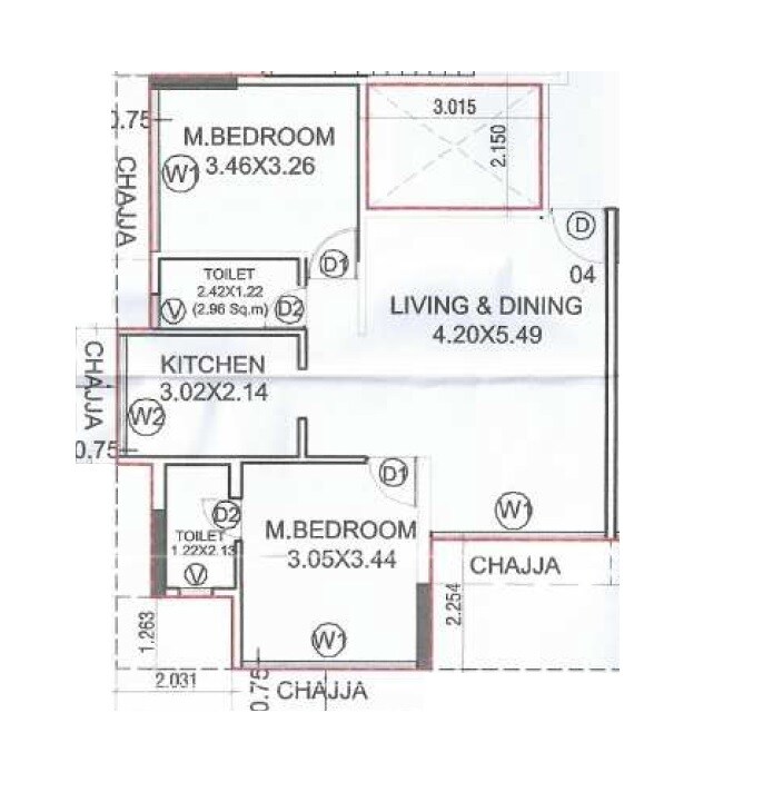 2 BHK 771 Sq. Ft. Apartment