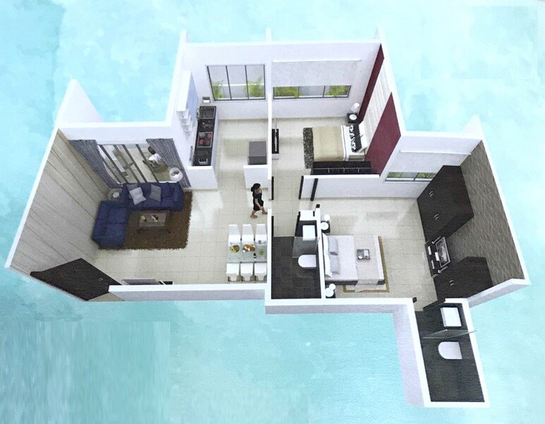 Floor plan of 2 BHK 449 Sq. Ft. Apartment in Neelkanth Sunberry, Navi Mumbai