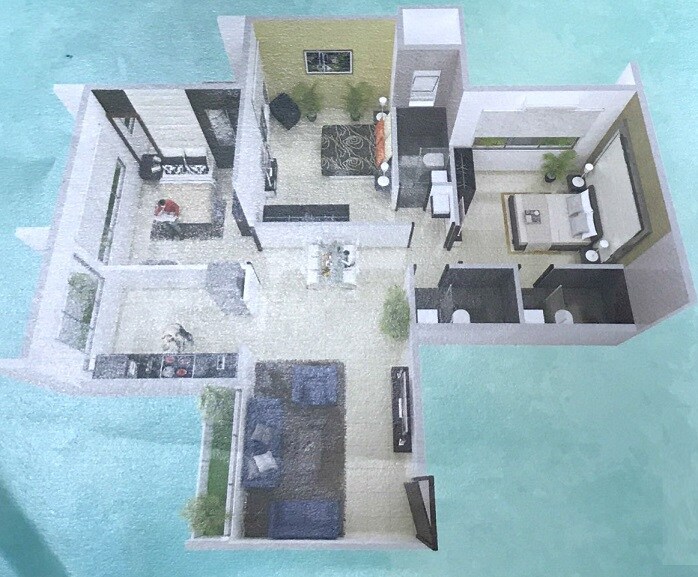 Floor plan of 2 BHK 486 Sq. Ft. Apartment in Neelkanth Sunberry, Navi Mumbai