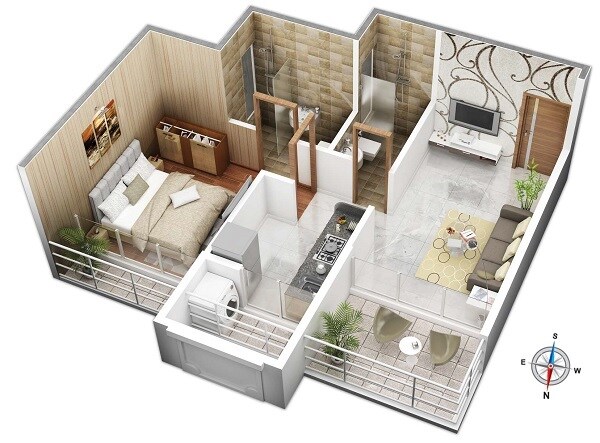 1 BHK 305 Sq. Ft. Apartment