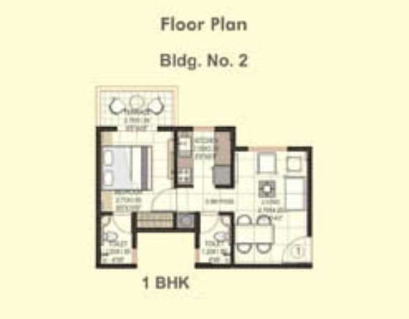 1 BHK 344 Sq. Ft. Apartment in Nehal Dhara Raj Baug