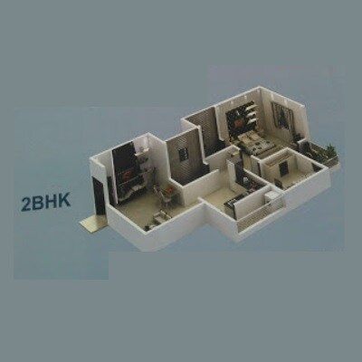Floor plan of 2 BHK 708 Sq. Ft. Apartment in Neifion Indraprashth, Navi Mumbai