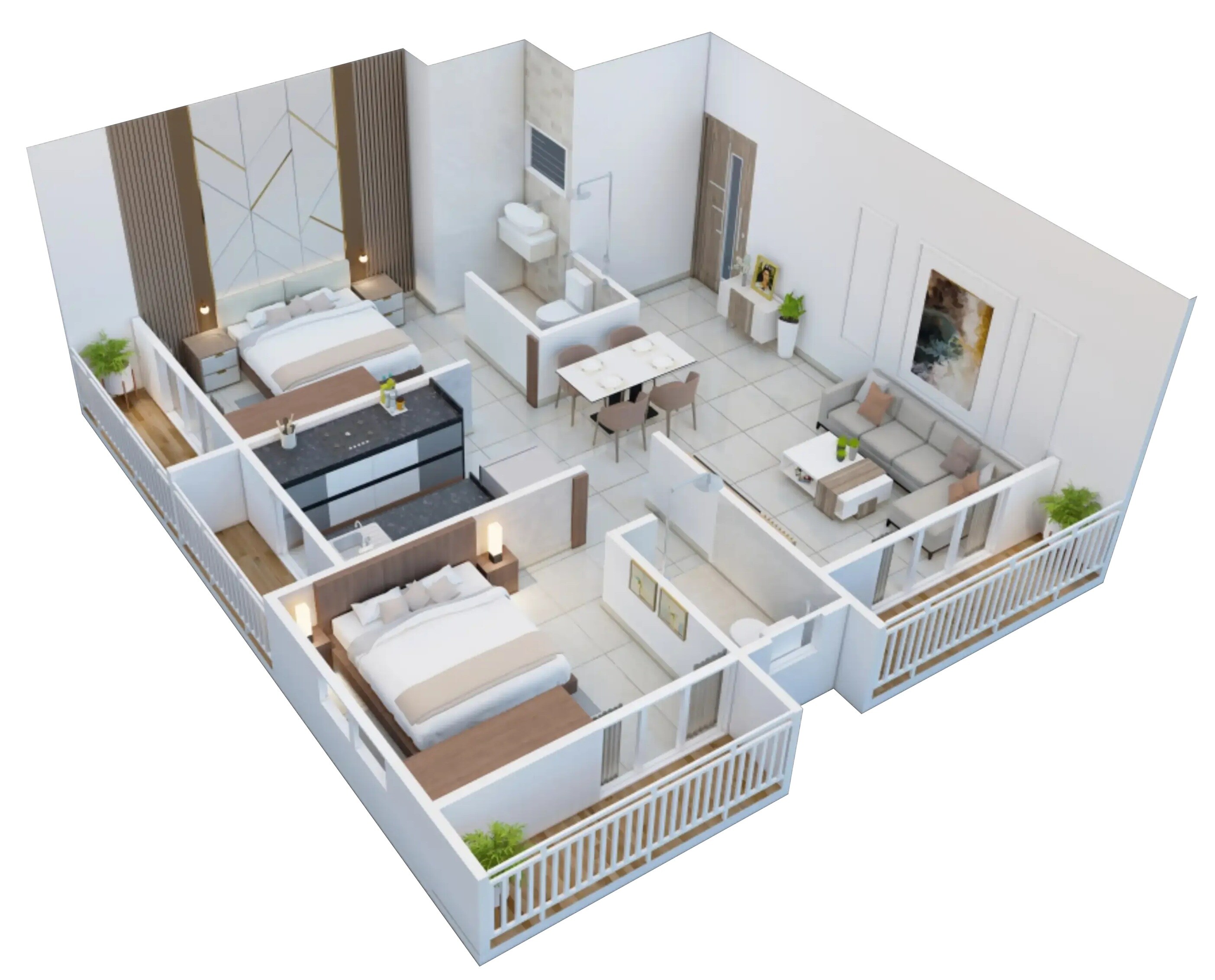 Floor plan of 2 BHK 526 Sq. Ft. Apartment in Neighbourhood Girija Residency, Navi Mumbai