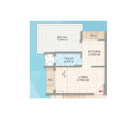 Floor plan of 279 Sq. Ft. Studio in NRDL Viviana, Navi Mumbai