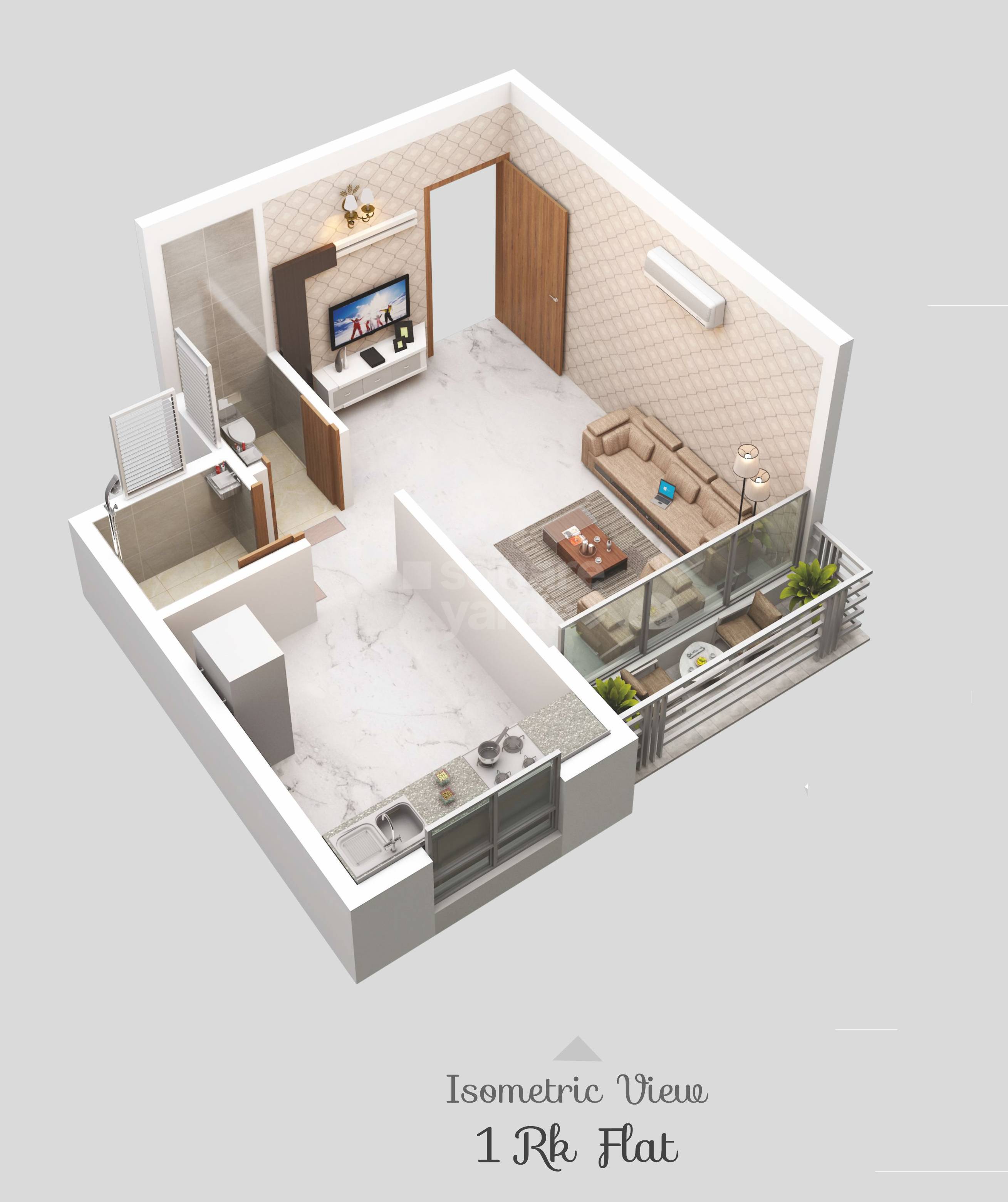 Floor plan of 227 Sq. Ft. Studio in Om Sadashiv, Navi Mumbai