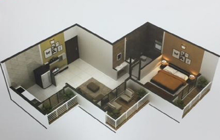 Floor plan of 1 BHK 283 Sq. Ft. Apartment in Om Sai Dream Onyx, Navi Mumbai