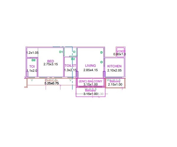 Floor plan of 1 BHK 335 Sq. Ft. Apartment in Om Sai Heights, Navi Mumbai