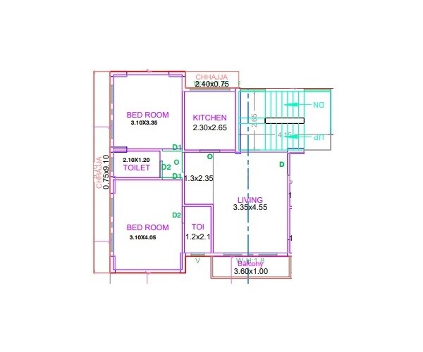 2 BHK 595 Sq. Ft. Apartment