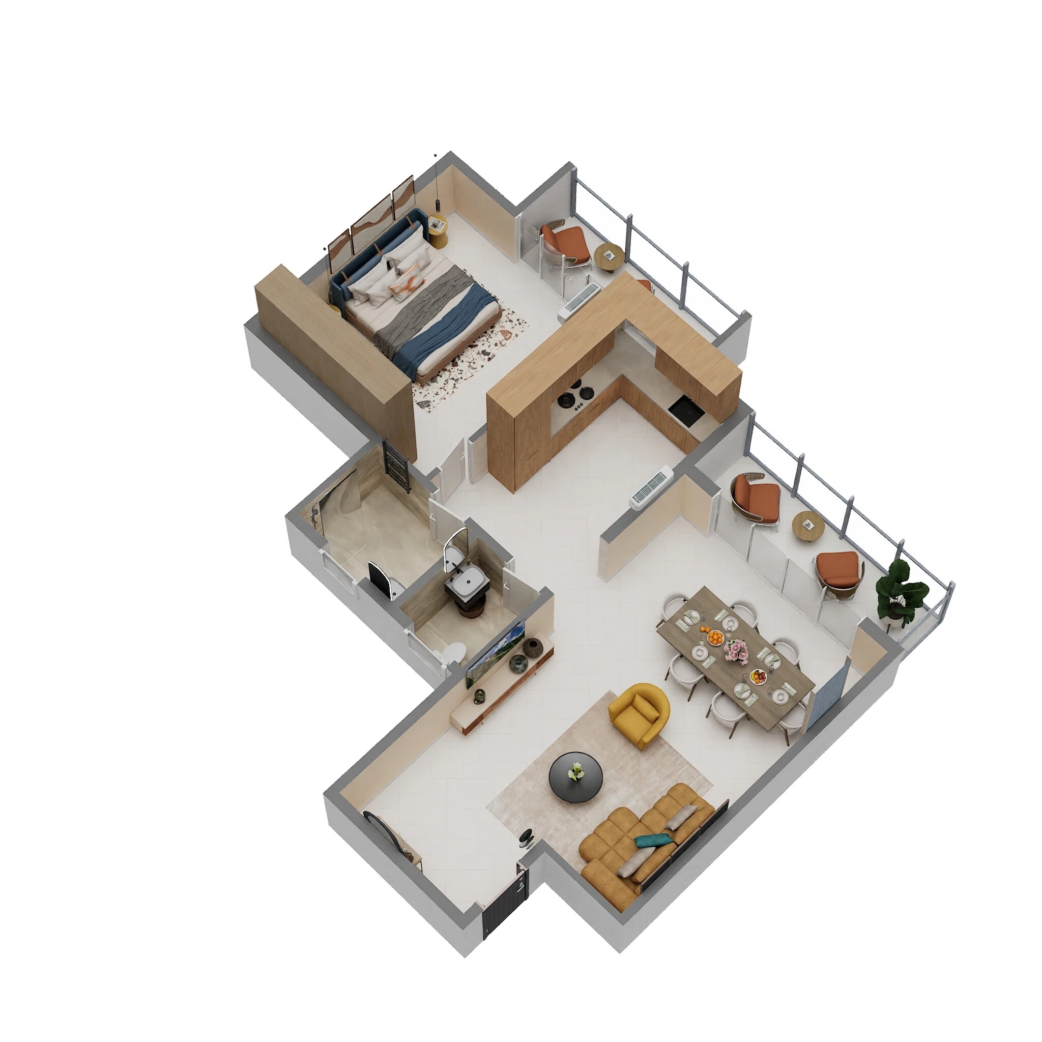 Floor plan of 1 BHK 317 Sq. Ft. Apartment in Om Signature, Navi Mumbai