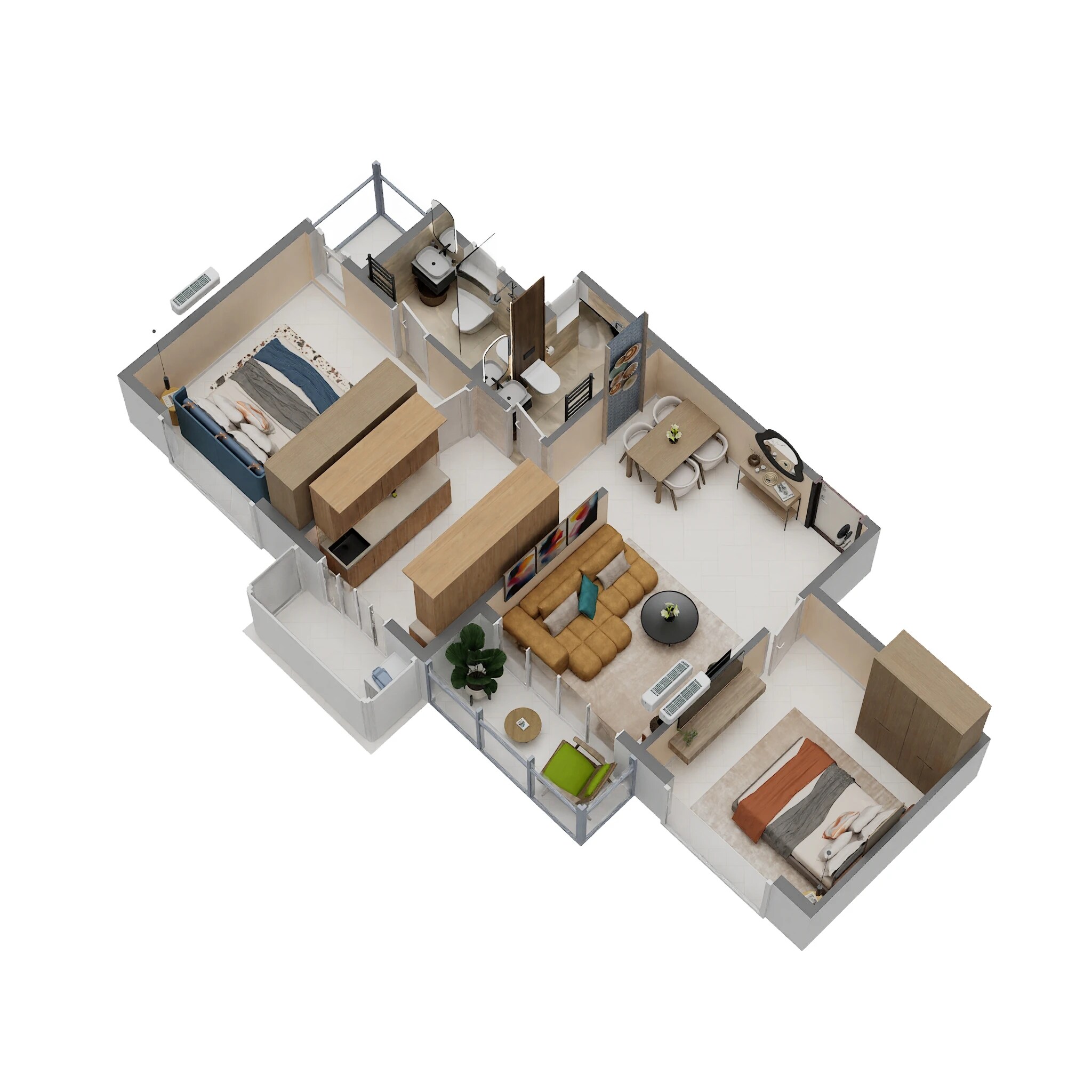 Floor plan of 2 BHK 530 Sq. Ft. Apartment in Om Signature, Navi Mumbai