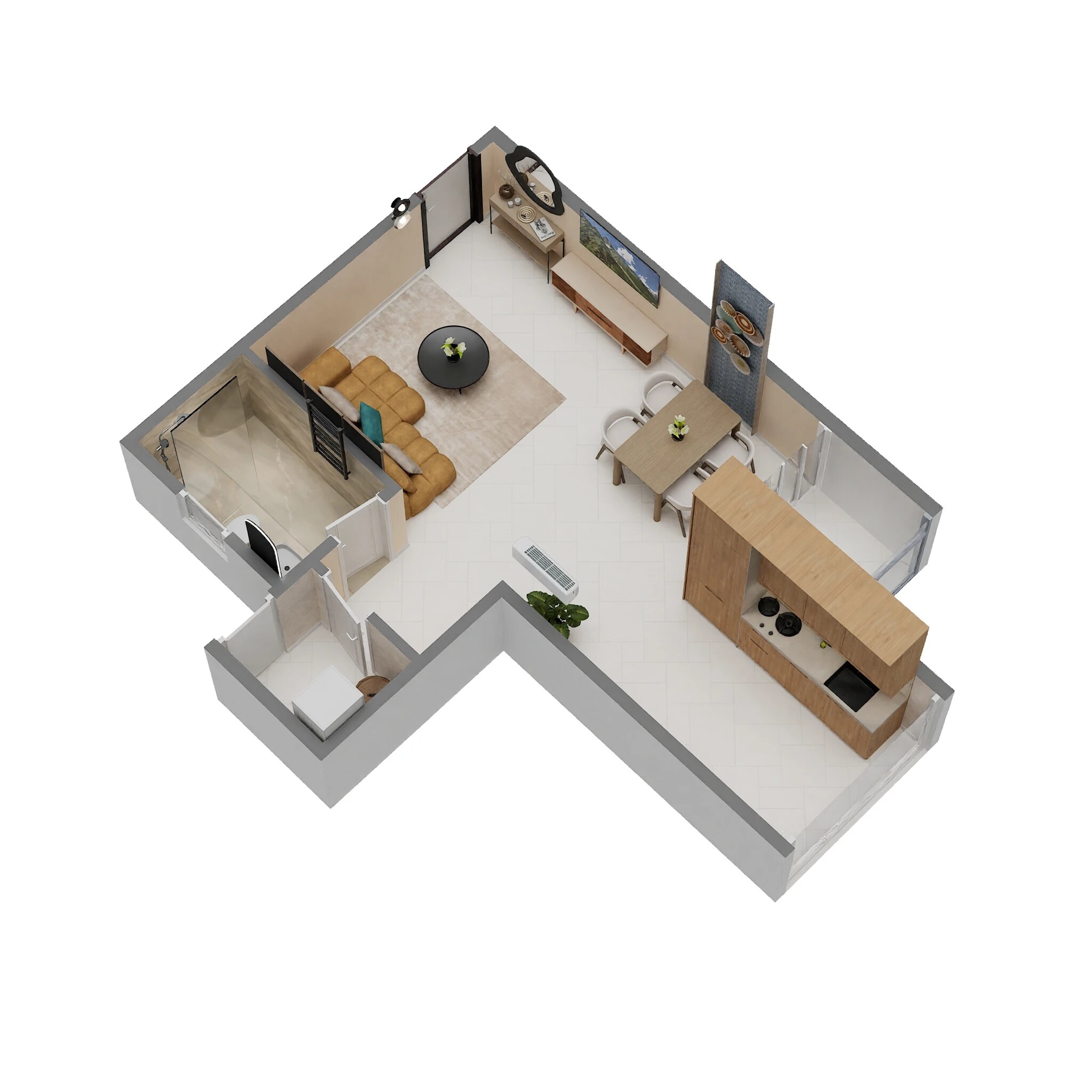 Floor plan of 260 Sq. Ft. Studio in Om Signature, Navi Mumbai