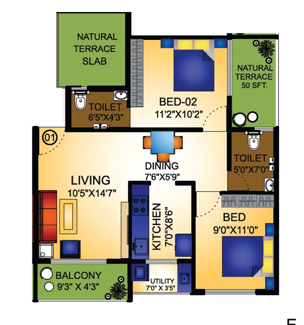 om vaastu residency apartment 2 bhk 557sqft 20254006154046