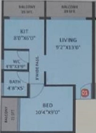 Floor plan of 1 BHK 326 Sq. Ft. Apartment in Omkara Nandan, Navi Mumbai