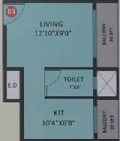 Floor plan of 241 Sq. Ft. Studio in Omkara Nandan, Navi Mumbai