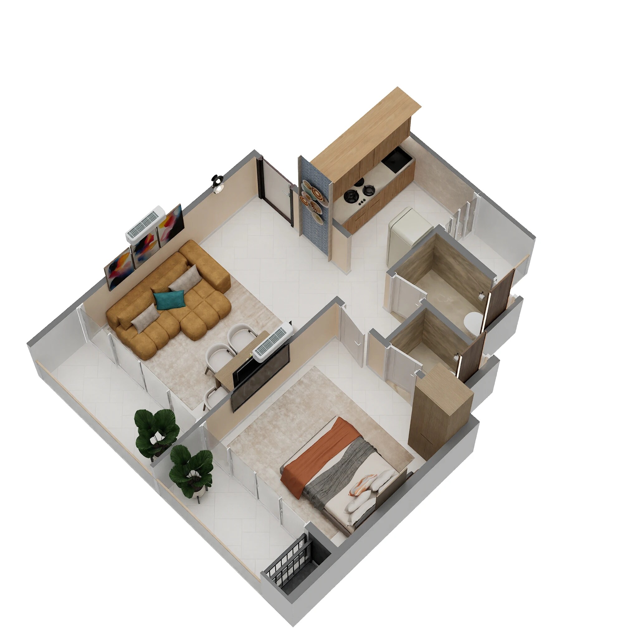 1 BHK 405 Sq. Ft. Apartment