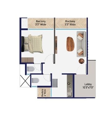 1 BHK 242 Sq. Ft. Apartment