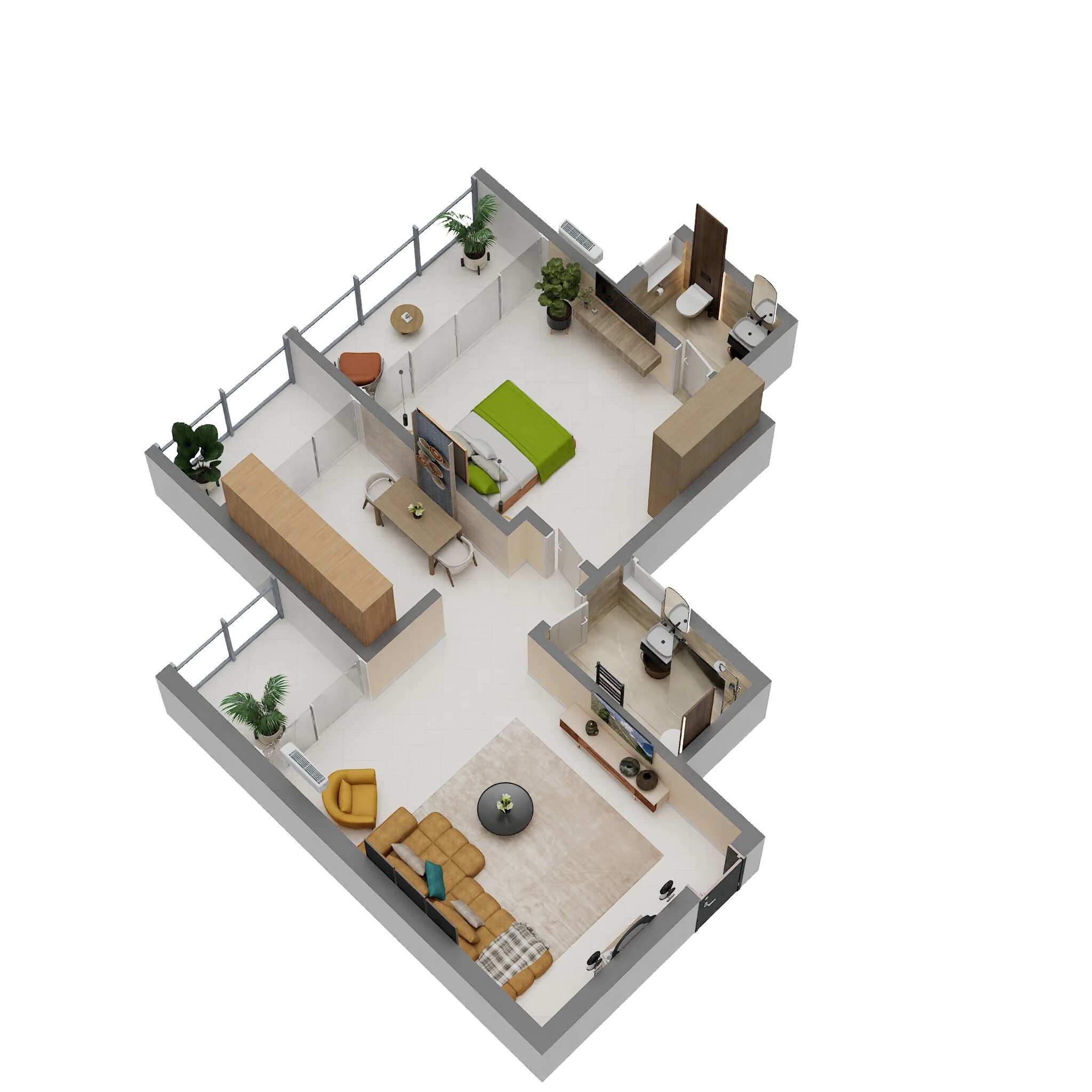 Floor plan of 1 BHK 370 Sq. Ft. Apartment in One Residency, Navi Mumbai