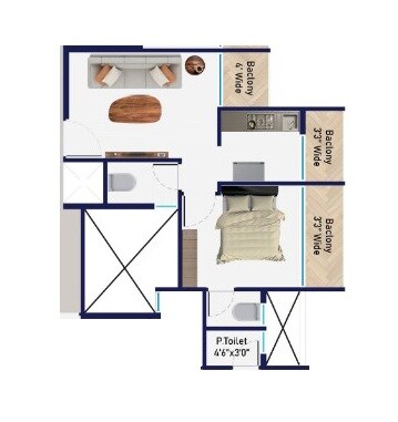 1 BHK 307 Sq. Ft. Apartment