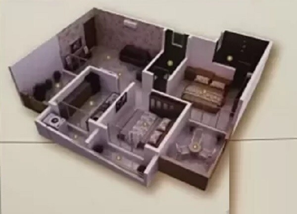 Floor plan of 2 BHK 583 Sq. Ft. Apartment in Oscar Heights, Navi Mumbai