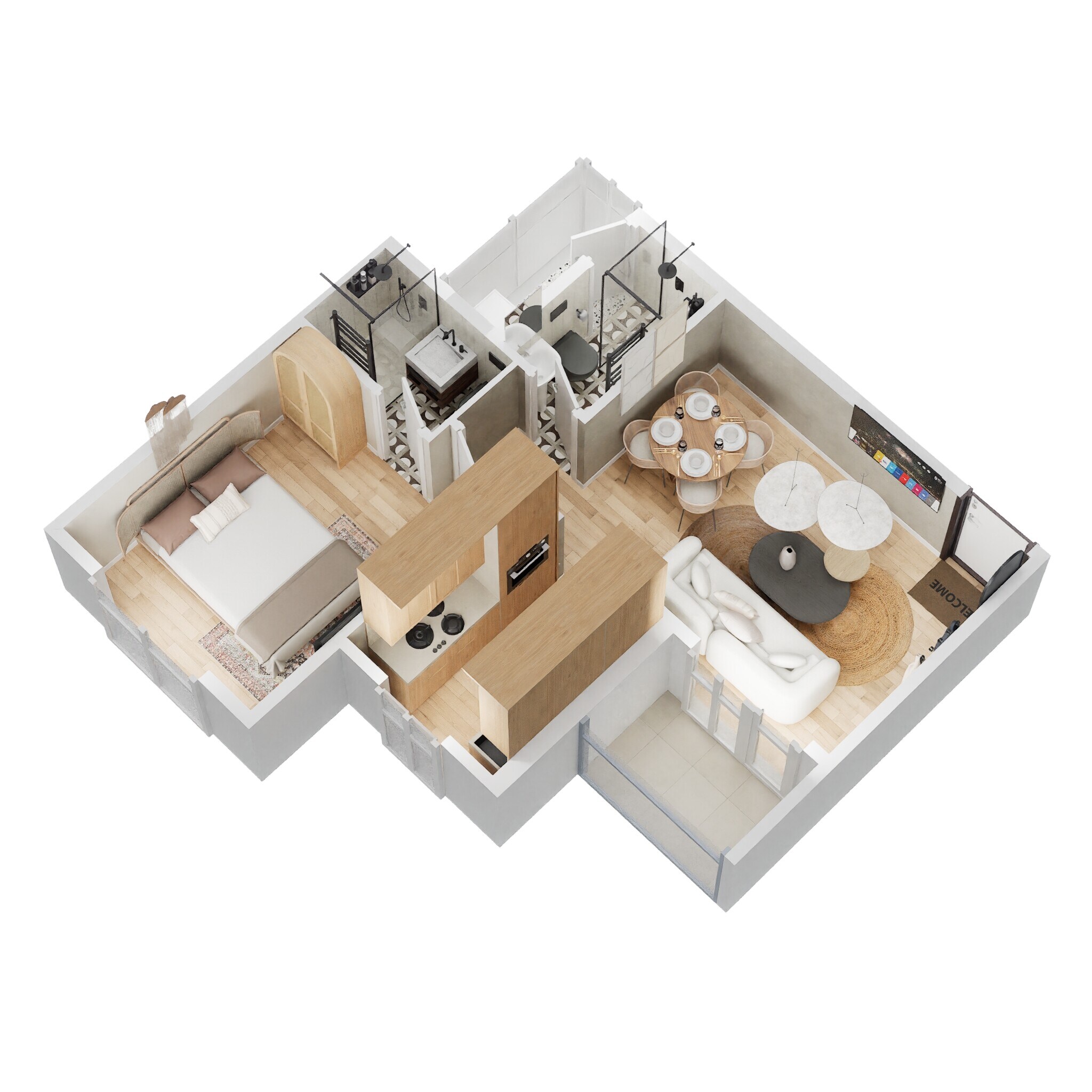 Floor plan of 1 BHK 430 Sq. Ft. Apartment in Oxyfresh Homes Phase 2, Navi Mumbai