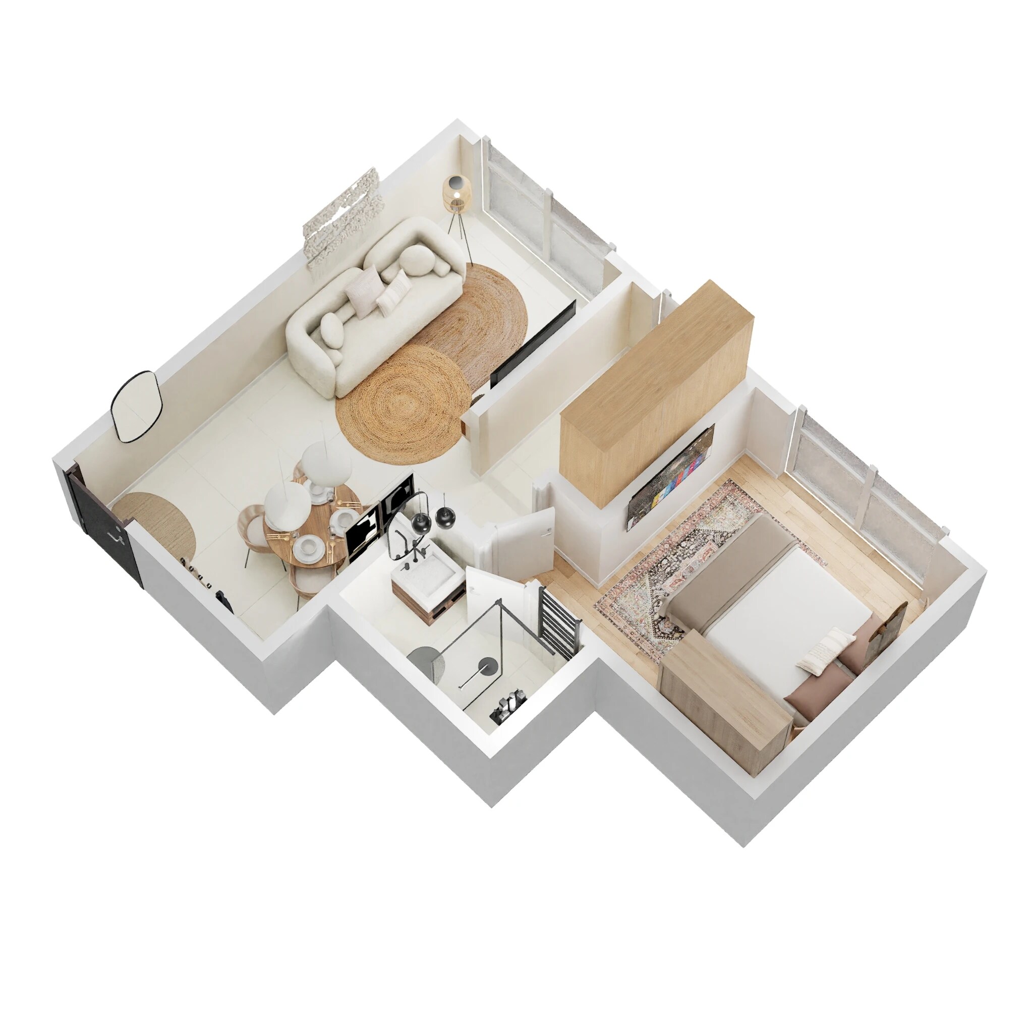 Floor plan of 1 BHK 380 Sq. Ft. Apartment in Paradise Sai Platinum, Navi Mumbai