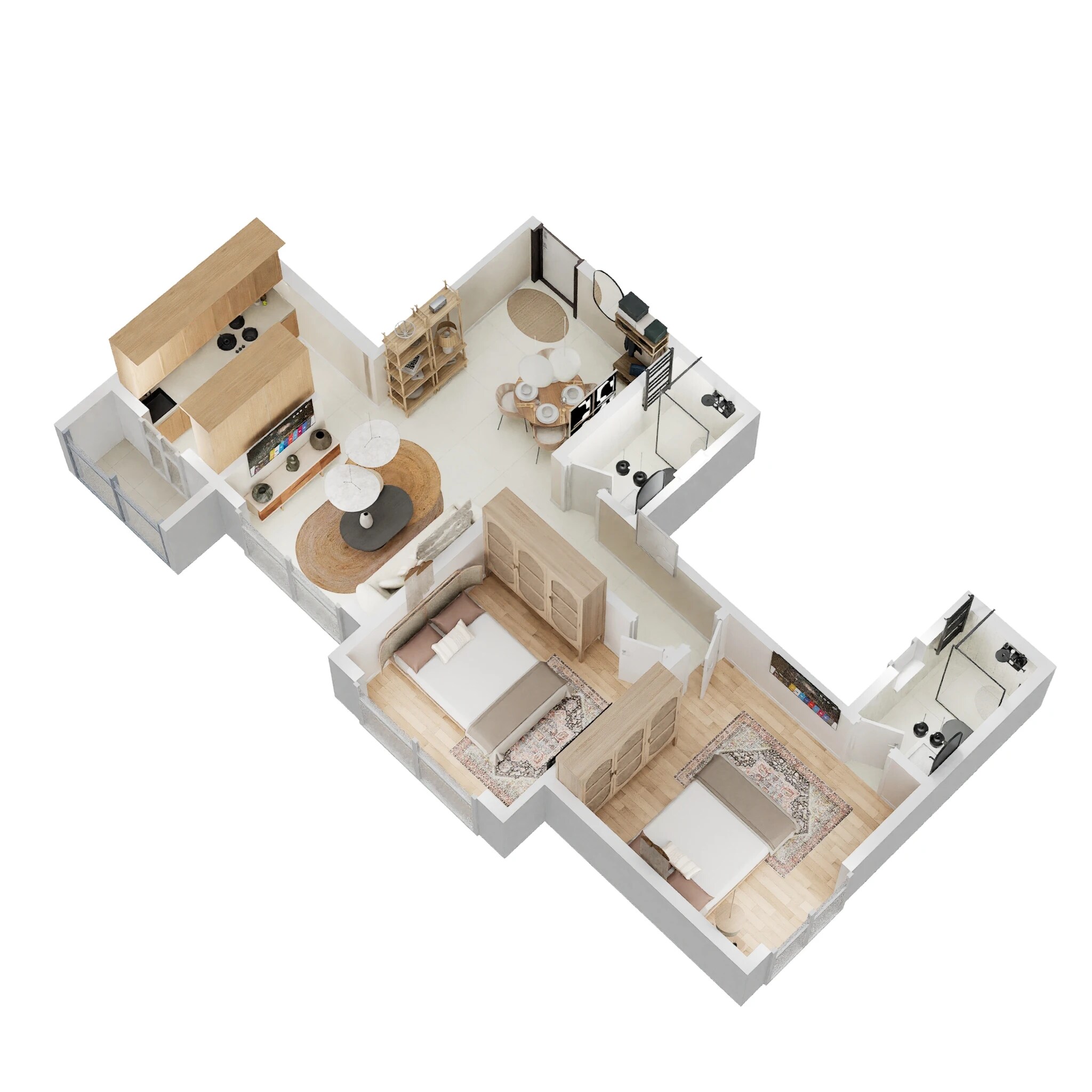 Floor plan of 2 BHK 574 Sq. Ft. Apartment in Paradise Sai Platinum, Navi Mumbai