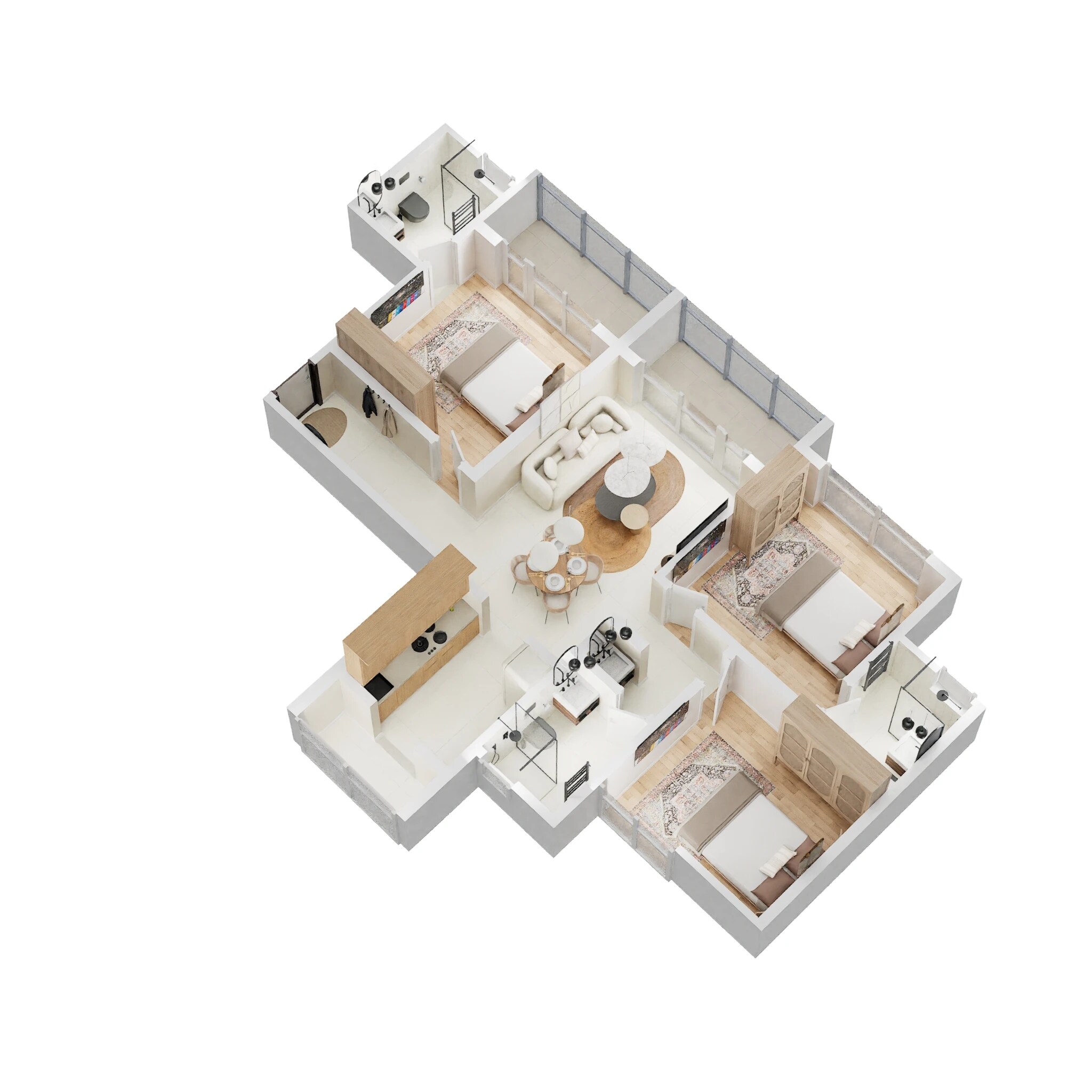 Floor plan of 3 BHK 956 Sq. Ft. Apartment in Paradise Sai Platinum, Navi Mumbai