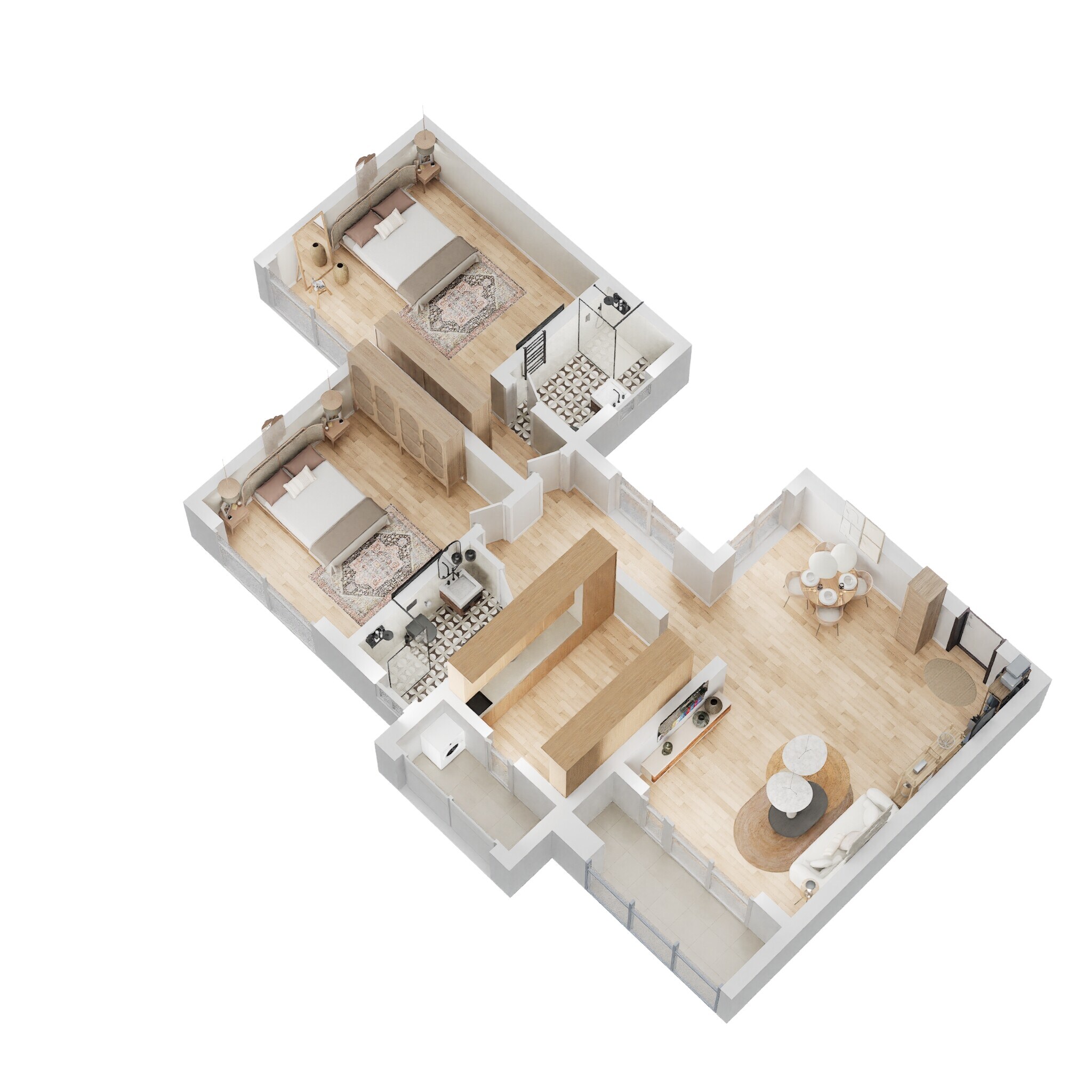 Floor plan of 2 BHK 663 Sq. Ft. Apartment in Paradise Sai Suncity, Navi Mumbai