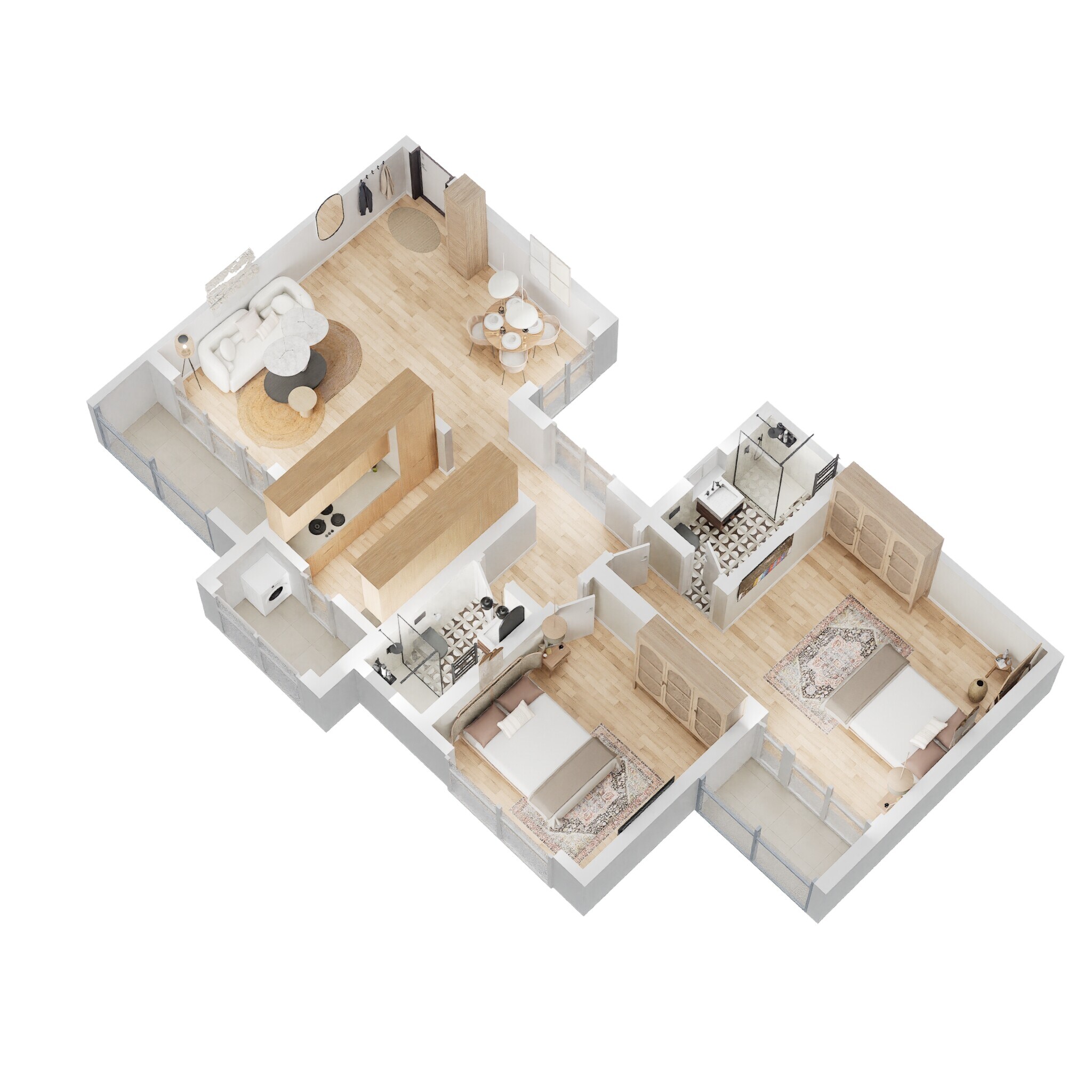 Floor plan of 2 BHK 717 Sq. Ft. Apartment in Paradise Sai Suncity, Navi Mumbai