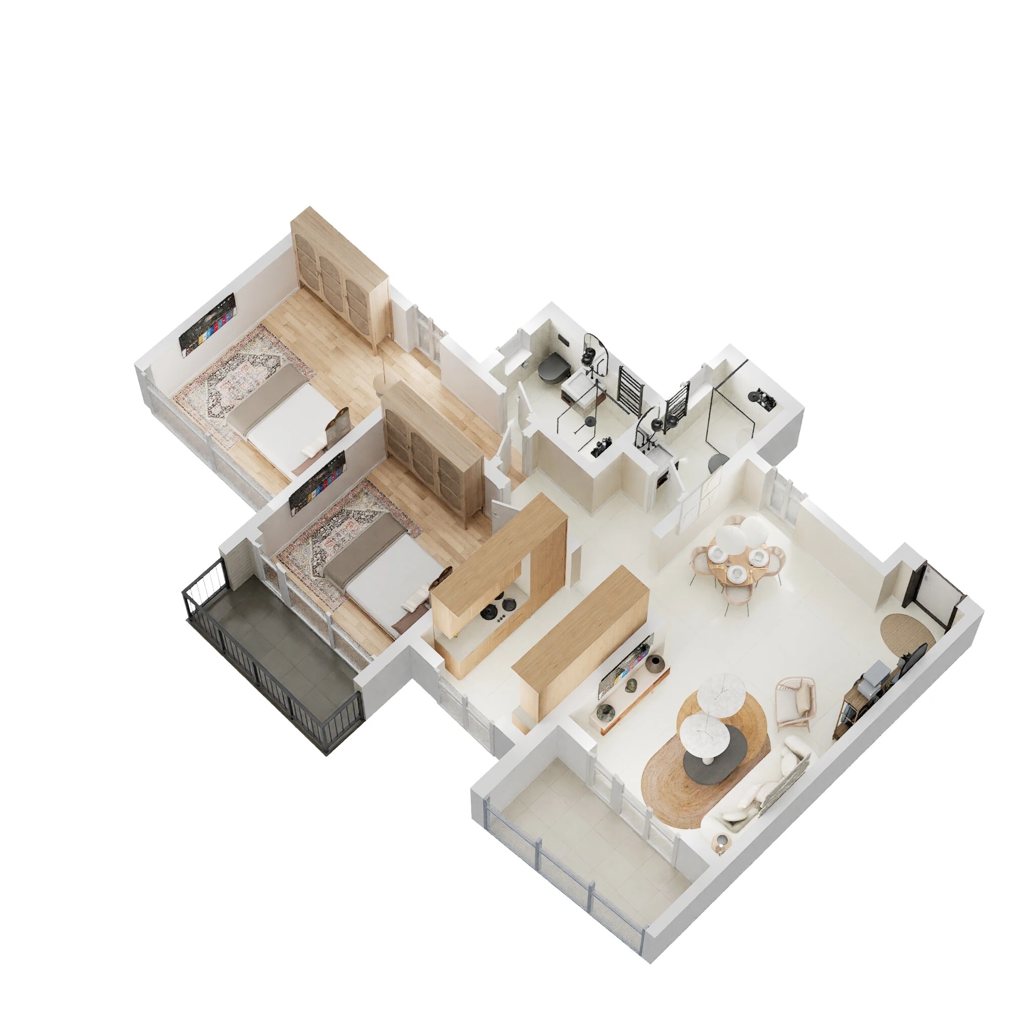 Floor plan of 2 BHK 790 Sq. Ft. Apartment in Paradise Sai World Empire, Navi Mumbai