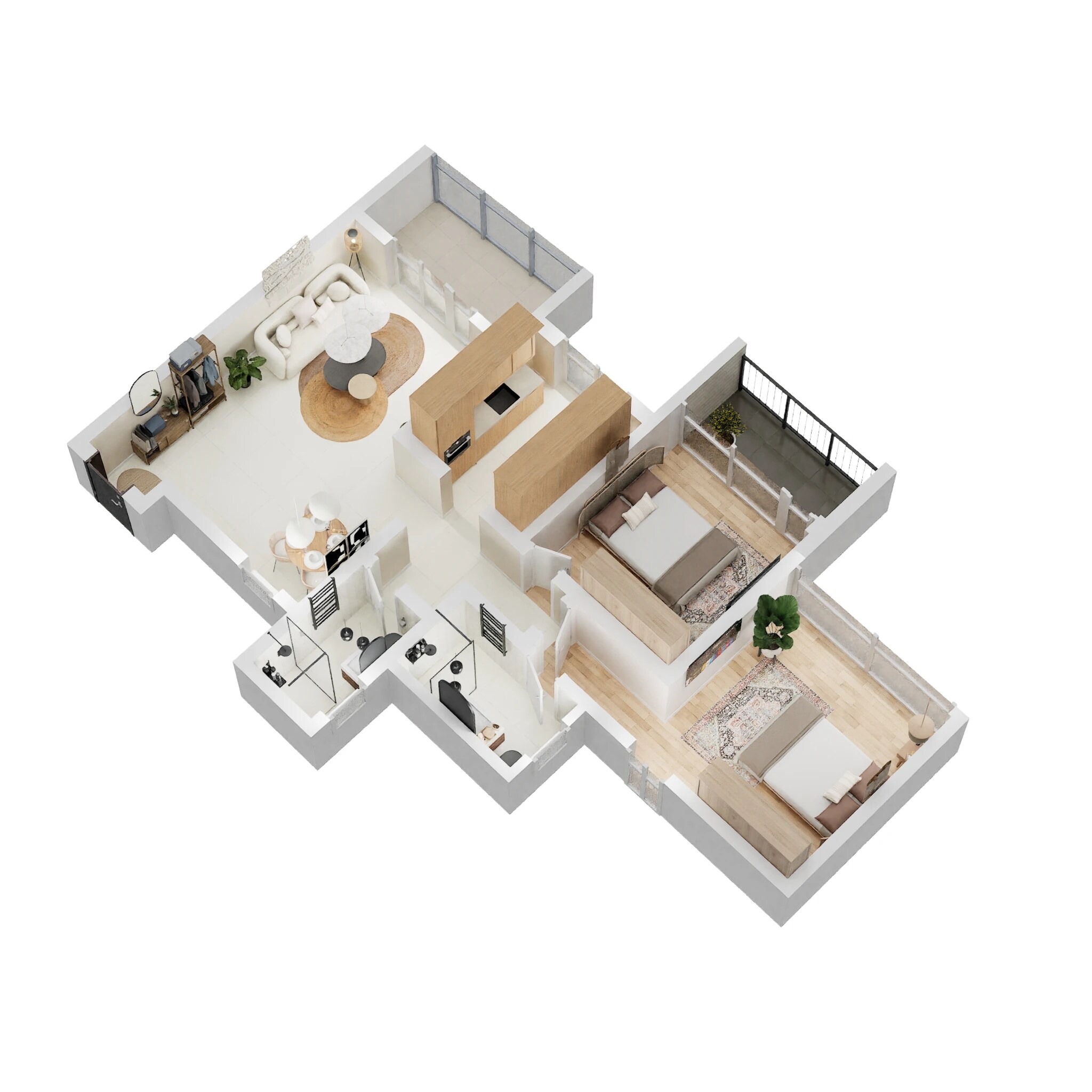 Floor plan of 2 BHK 846 Sq. Ft. Apartment in Paradise Sai World Empire, Navi Mumbai