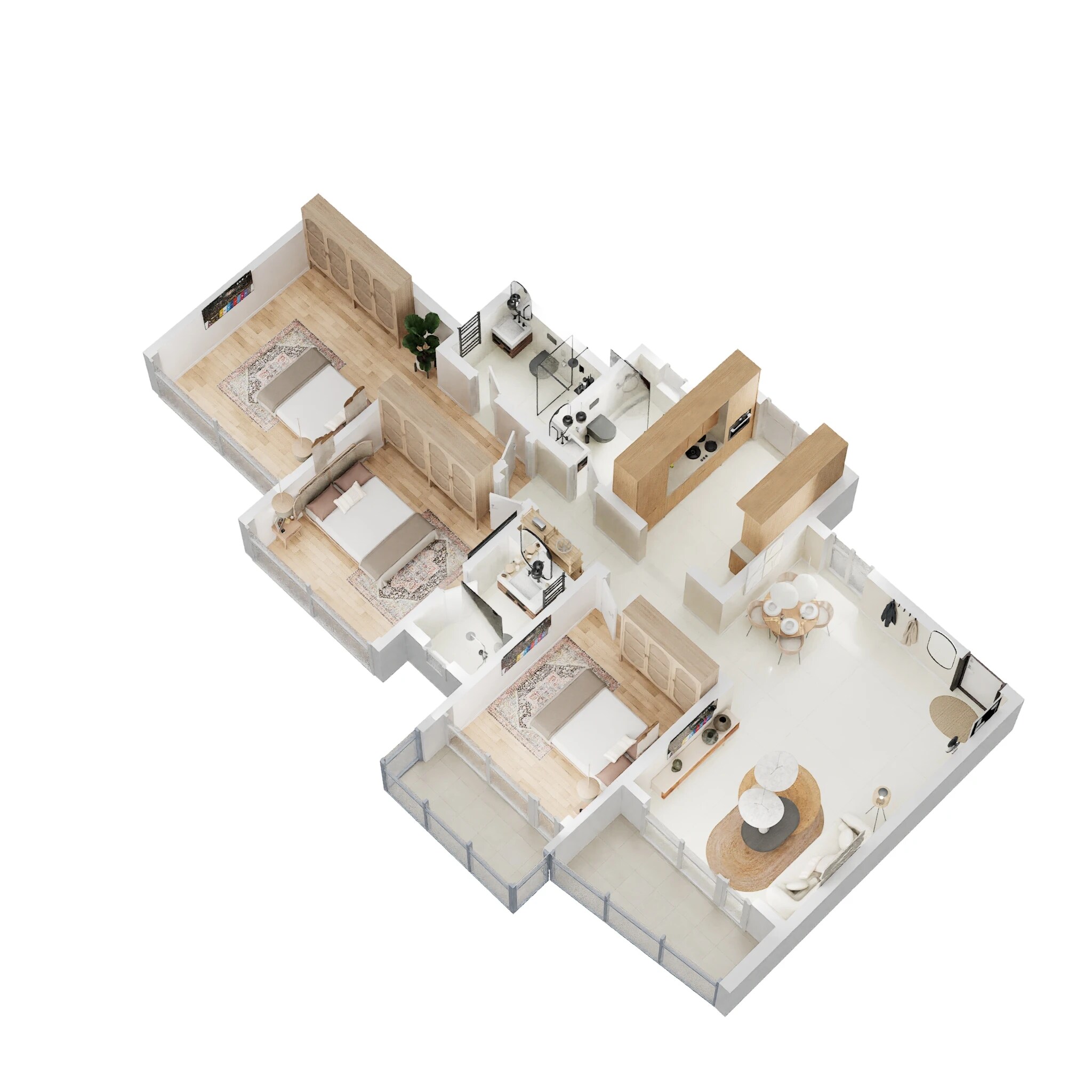Floor plan of 3 BHK 1178 Sq. Ft. Apartment in Paradise Sai World Empire, Navi Mumbai