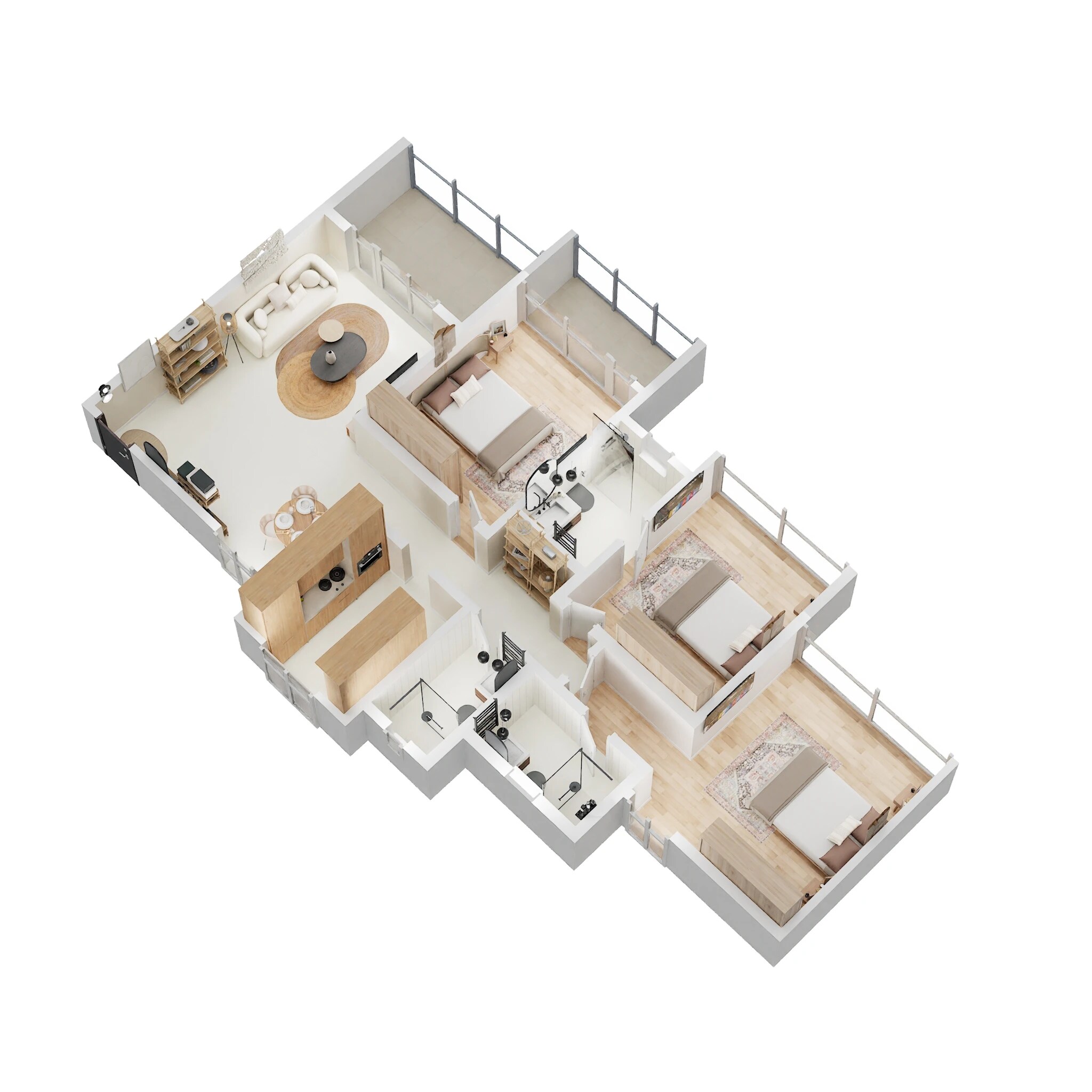 Floor plan of 3 BHK 1094 Sq. Ft. Apartment in Paradise Sai World Empire, Navi Mumbai