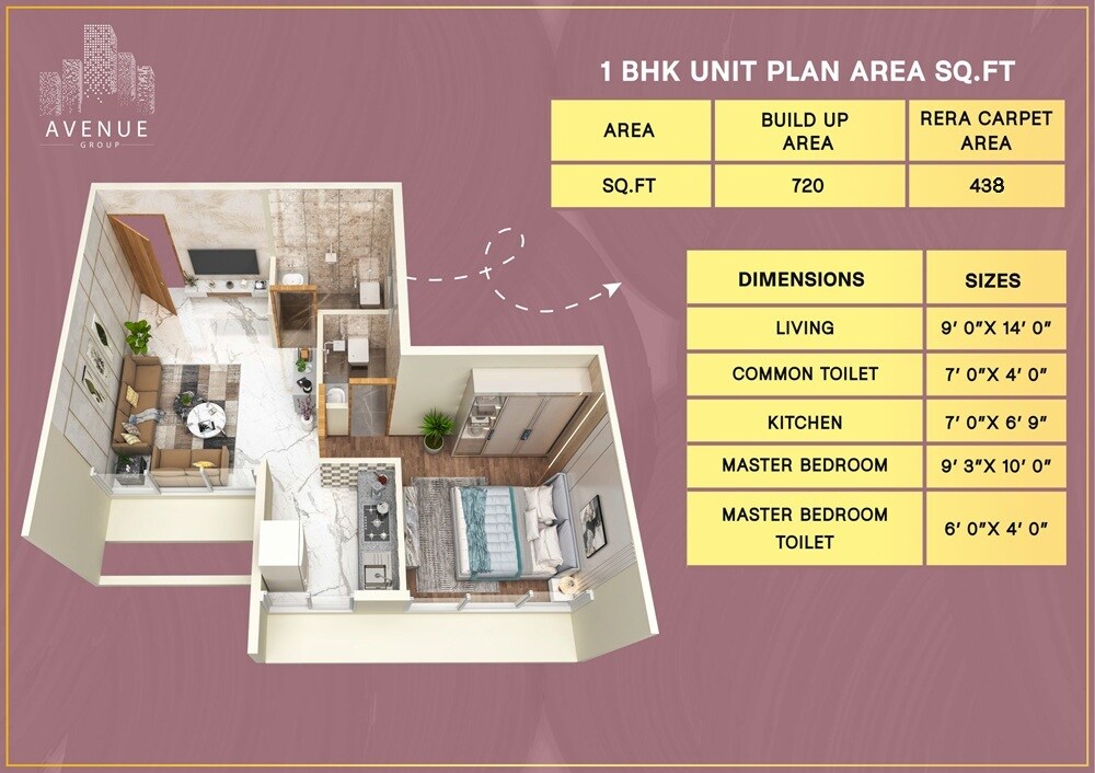 Floor plan of 1 BHK 438 Sq. Ft. Apartment in Parasmani Vaman Heritage, Navi Mumbai
