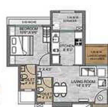Floor plan of 1 BHK 457 Sq. Ft. Apartment in Parth Lakefront, Navi Mumbai