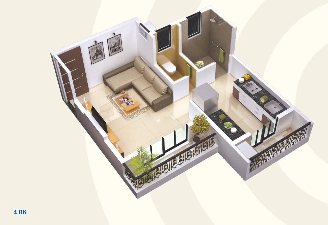 Floor plan of 220 Sq. Ft. Studio in Patel Shree Vallabh Aangan, Navi Mumbai
