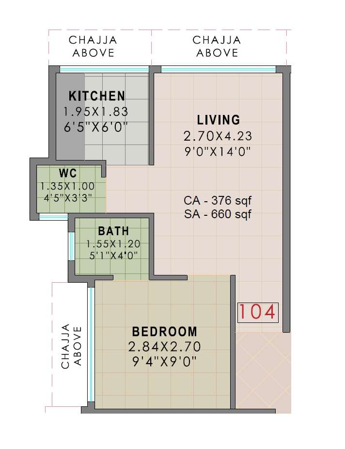 1 BHK 376 Sq. Ft. Apartment in Payal Pushp