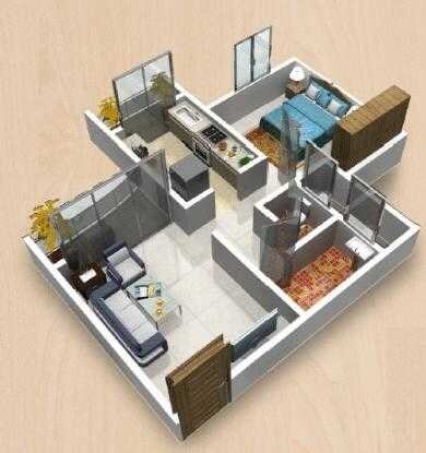 Floor plan of 1 BHK 350 Sq. Ft. Apartment in Piccadilly Green City, Navi Mumbai
