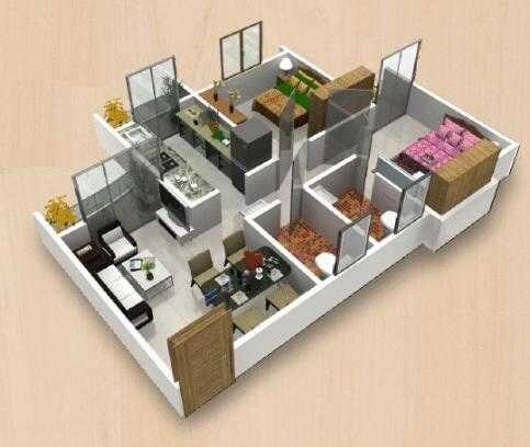 Floor plan of 2 BHK 900 Sq. Ft. Apartment in Piccadilly Green City, Navi Mumbai