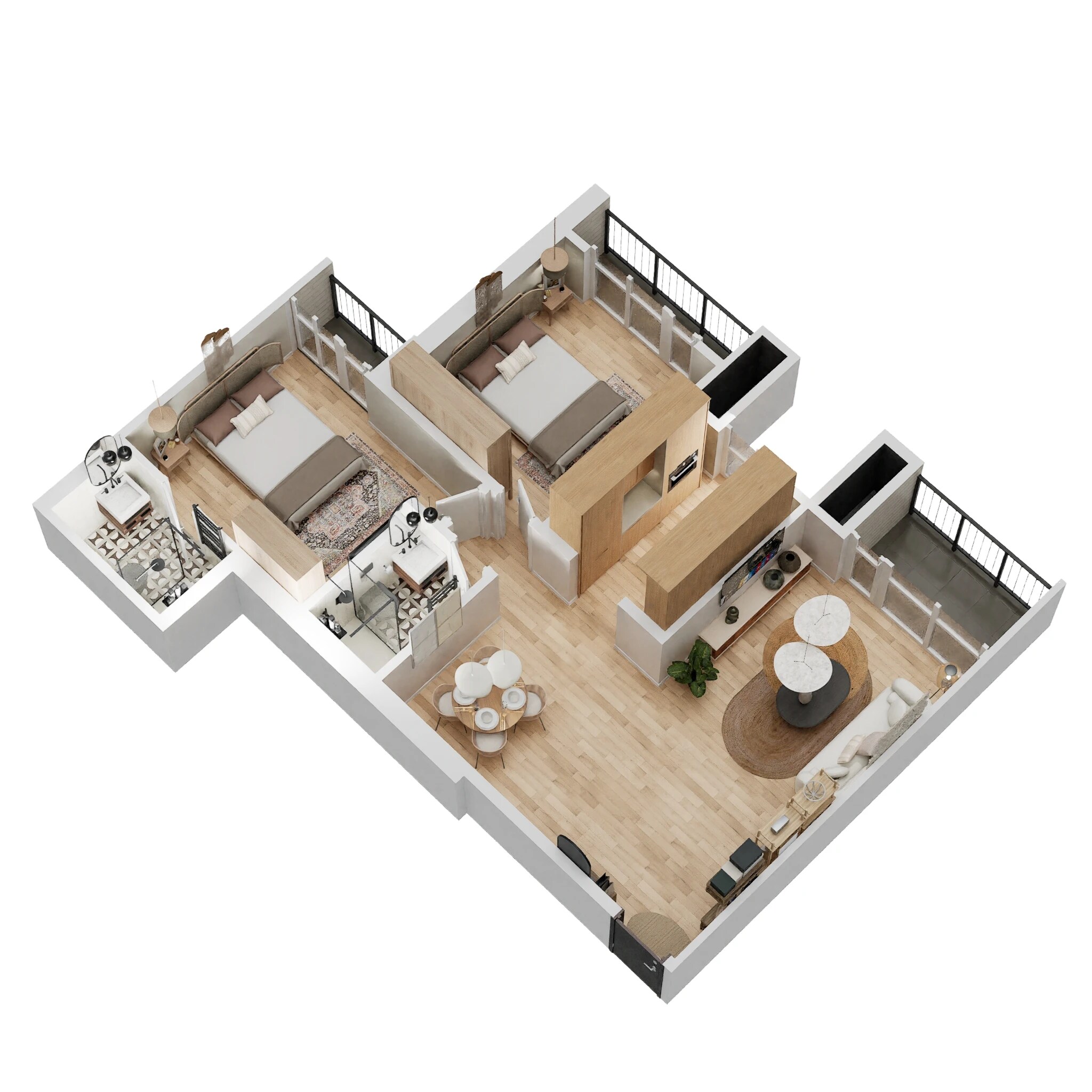 Floor plan of 2 BHK 639 Sq. Ft. Apartment in Piramal Sunteck Signia Waterfront, Navi Mumbai