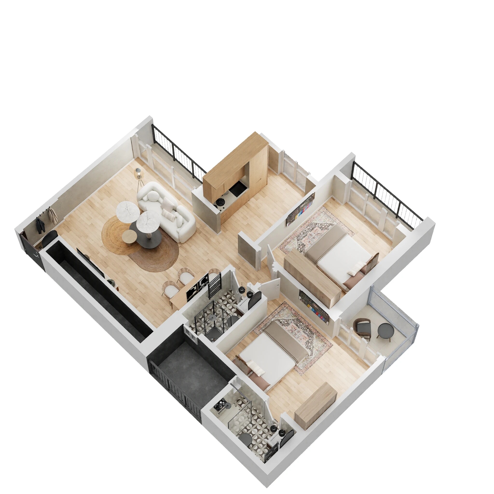 Floor plan of 2 BHK 659 Sq. Ft. Apartment in Piramal Sunteck Signia Waterfront, Navi Mumbai