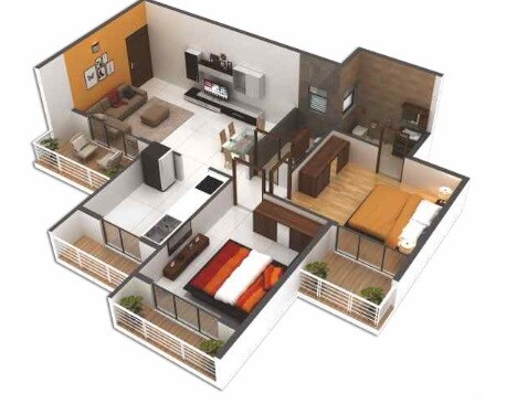 Floor plan of 2 BHK 347 Sq. Ft. Apartment in Platinum Escaso, Navi Mumbai