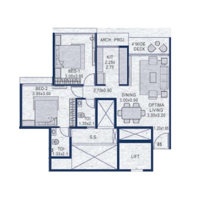 2 BHK 645 Sq. Ft. Apartment in Platinum Parksyde