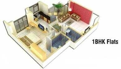 Floor plan of 1 BHK 650 Sq. Ft. Apartment in Platinum Riddhi Siddhi Shrushti, Navi Mumbai