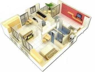 Floor plan of 2 BHK 950 Sq. Ft. Apartment in Platinum Riddhi Siddhi Shrushti, Navi Mumbai