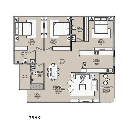 3 BHK 1162 Sq. Ft. Apartment in Platinum The Reserve