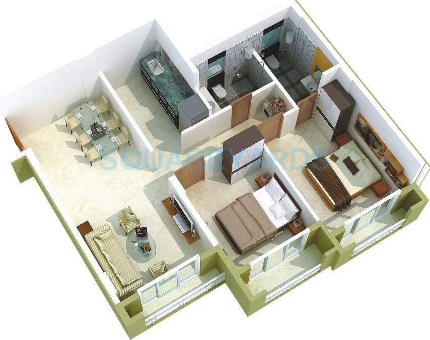 Floor plan of 2 BHK 762 Sq. Ft. Apartment in Poddar Housing Samruddhi Hill View, Navi Mumbai
