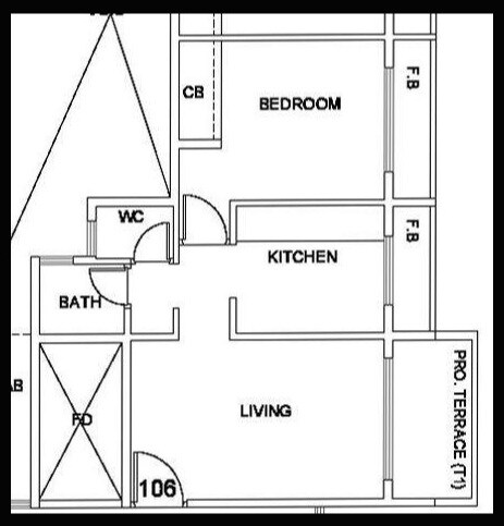 Floor plan of 1 BHK 248 Sq. Ft. Apartment in Prajapati Vihar, Navi Mumbai