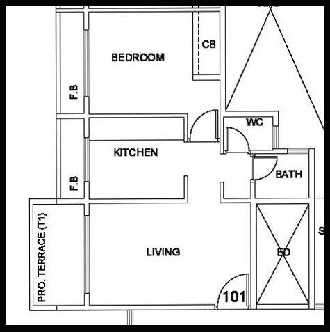 Floor plan of 1 BHK 350 Sq. Ft. Apartment in Prajapati Vihar, Navi Mumbai
