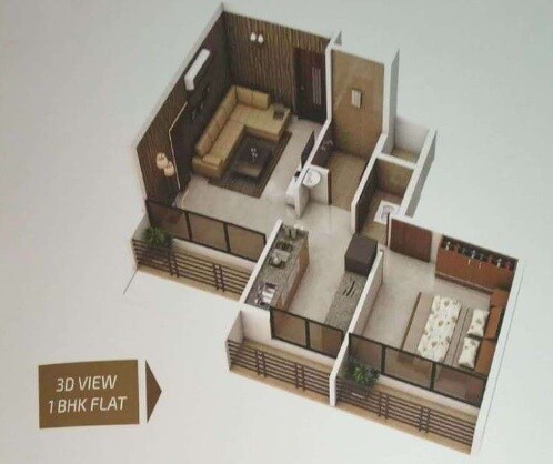 Floor plan of 1 BHK 257 Sq. Ft. Apartment in Pramukh Narayan, Navi Mumbai